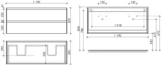 Подвесная тумба под двойную раковину Sancos Cento CN120-2KE 120см карпатская ель
